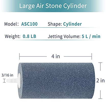 Pawfly Aquarium 4 Inch Air Stone Cylinder for Larger Pumps Bubble Diffuser Release Tool for Buckets Fish Tanks Outdoor Garden Ponds and DWC Reservoirs, 4 Pack - size: 4x2" (4 Pack)