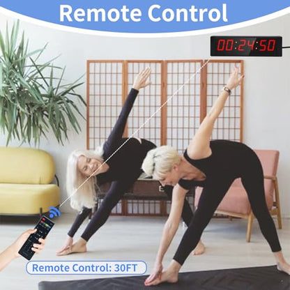 Large Stopwatch with Start/Stop Button, LED Digital Timer with Remote, Countdown Clock with Buzzer, Gym Clock for Home Gym, Interval Timer for Workout - style: Plug-in
