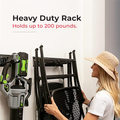 TIDYME Garage Tool Organizer Wall Mount, 32", 2 Racks 4 Hooks, 200 lbs | 200 lbs, anti-rust carbon steel, garden tool organizer & storage rack for garage organization, shovels, rakes & tools - size: 32" Carbon Steel with 2 Racks & 4 Hooks