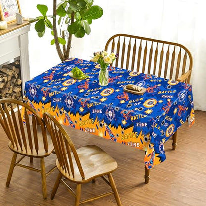 1Pc Dart War Party Plastic Tablecloth 54 x 87 Inch Long Table Cover, Battle Zone Party Tablecover for Dart War Theme Kids Baby Shower Birthday Dinner Picnic Kitchen Event - color: Dart War