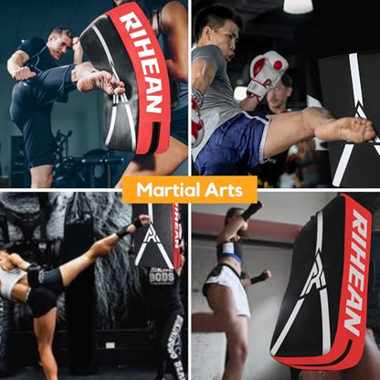 Martial Arts Kicking Shields - Kick Pad for Muay Thai, Taekwondo, Football, Basketball, Hockey Training - Denser Foam, Long Lasting PU Leather Kick Shield - style: 16x24in Red
