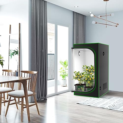 32"x32"x63'' Grow Tent, High Reflective 600D Diamond Mylar Canvas with Observation Window and Floor Tray for Hydroponic Indoor Plant Growing - size: 32"x32"x63''
