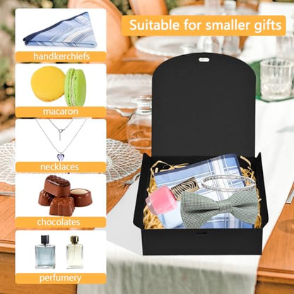 10pack Gift Boxes with Lids, 6.5''x6.5''x2'' Black Gift Boxes For Presents, Paper Boxes Gift Boxes with Ribbon for Birthday Wedding Party Chocolate Candy - color: Black