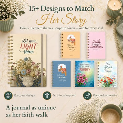 140 Pages Hardcover Blank Christian Notebook,Let Your Light Shine | Lined Pages with Bible Verse Cover – Inspirational Writing Spiral Notebook for Bible Study and Prayer - color: Light Shine