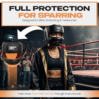 Boxing Headgear for Men and Women MMA Headgear Muay Thai Head Gear – Sparring Gear, Professional Training Headgear Head Guard Professional from Green Hill - size: Small
