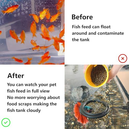 FREESEA Fish Feeding Ring for Aquarium: Round Floating Food Rings for Betta Turtle Tank - size: Round