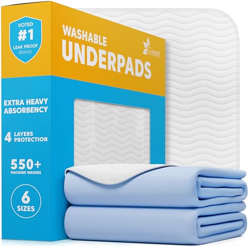Washable Underpads - Large Pads for use as Incontinence Bed Pads, Reusable Pet Pads, Great for Dogs, Cats, Bunny, Seniors Bed Pad (Pack of 2 - 41x41) - color: Blue/White, size: 2 Pack - 41x41