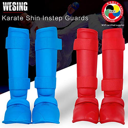 Wesing Karate Shin Instep Guard WKF Karate Shin Pad - color: Red, size: X-Large