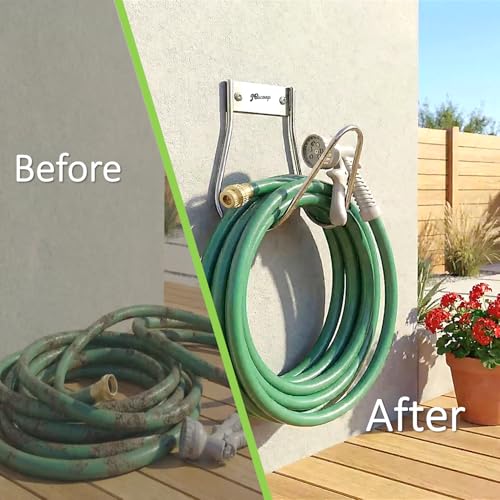 JBscoop Garden Hose Holder Stainless Steel Small Wall Mount Garden Hose Hook, Ideal for Water, Air, Hydraulic Hose, Ropes, Extension Cords Heavy Duty & Rust Proof, Size:6.3x7x6.3 Set of 1