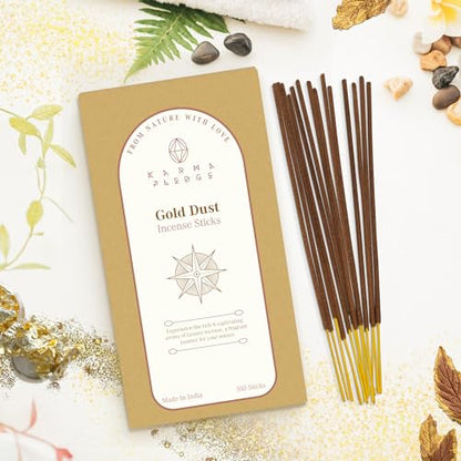 KarmaPledge Gold Dust Incense Sticks, Burn Time 45-60 Min, 100 Sticks - color: Gold Dust, size: 100 Hand Dipped Sticks