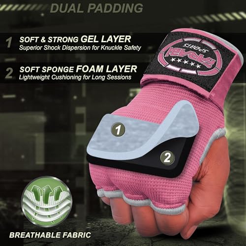 FARABI Kids Hybrid Boxing Inner Gloves Punching Boxing Gloves - color: All Pink