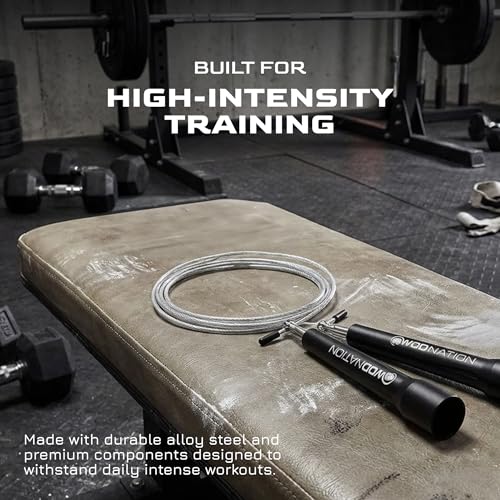 Speed Jump Rope for Men & Women with Adjustable Alloy Steel Cable, Lightweight Handles, and Smooth Rotation—Perfect for Boxing, Cross Training, Double Unders, and High-Intensity Workouts - Black & Red