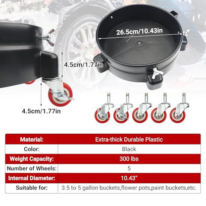 Bucket Dolly 5 Gallon with Wheels,360°Rolling Car Wash Buckets Dolly for 2.5 to 5 Gallon Buckets with Bucket Insert,Cleaning Brush,Supports Up to 300 lbs - size: A