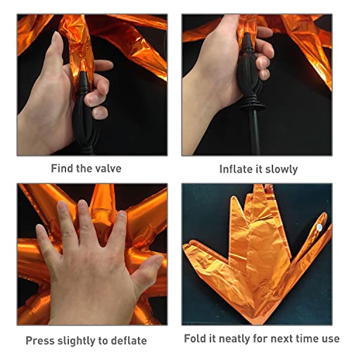 6 Pcs Orange Star Foil Balloons One-Piece 14-Pointed Star Balloon 4D Starburst Cone Mylar Balloon 22inch Christmas Birthday Wedding Wedding Anniversary Party Supplies(Orange) - color: 22 Inches Orange