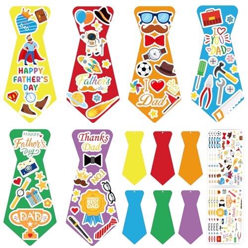 24Pcs Fathers Day Crafts for Kids, Make Your Own Tie DIY Necktie for Dad - style: Fathers Day Tie