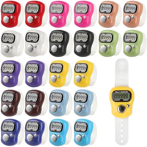 VZZNN Electronic Finger Counter,24 Pack Finger Founter Flicker,Tally Counter | 5 Digit Number Count Clicker,clicker Counter,12 Colors Counting Numbers for Coaching, for Fishing, Golf, School Stadium - color: Multicolor