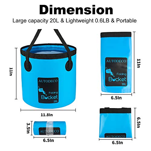 Collapsible Bucket 5 Gallon Container Folding Water Bucket Portable Wash Basin 20L - color: Blue