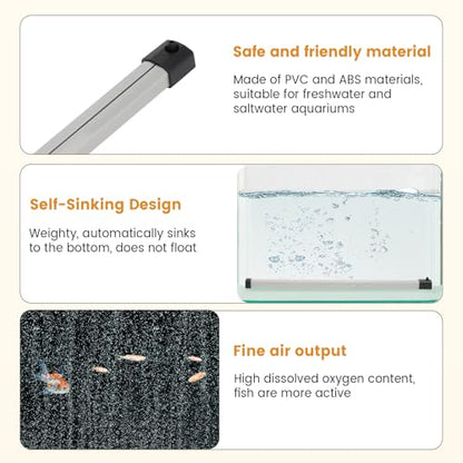 hygger Aquarium Bubble Strip, Nano Air Bubble Curtain Wall Aquarium Air Stone Kit, Quiet High Dissolved Oxygen Diffuser Fish Tank Bubbler Decorations for Freshwater Saltwater (13.8 Inch) - size: 13.8 Inch