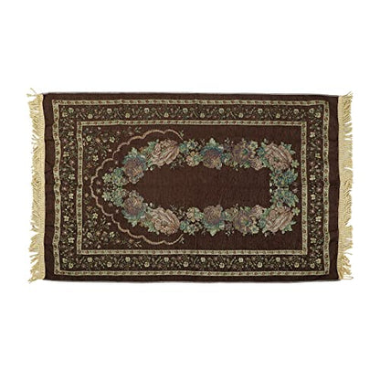 haozaikeji Muslim Prayer Rug Islamic Muslim Prayer Mat Floral Eid Ramadan Rug Namaz Seccade Arabic Turkish Sofa Table Rug Portable Meditation Rug Soft Embroidered Blanket with Tassel - color: Brown