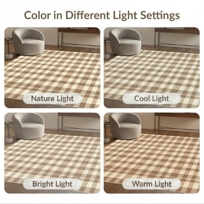 9'x12' Washable Flatwoven Rug, Cream Farmhouse Plaid Stain Resistant Massive Carpet for Dining Room, Basement, Large Office, Non-Slip Chair-Friendly Mat | Ref:1910428 - color: Beige/Pattern 29, size: 9' x 12' (Rectangular)