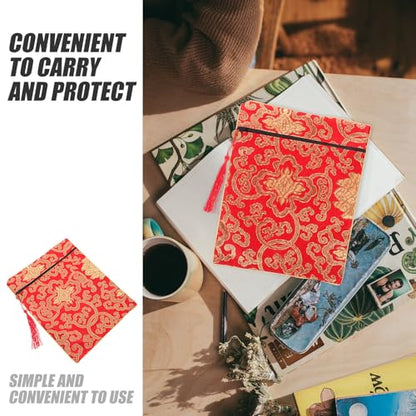 BESTYASH Red Silk Bible Cover Case Organizer Pouch for Books and Documents with Easy Cleaning and Serene Buddhist Atmosphere, and Scripture Carrying
