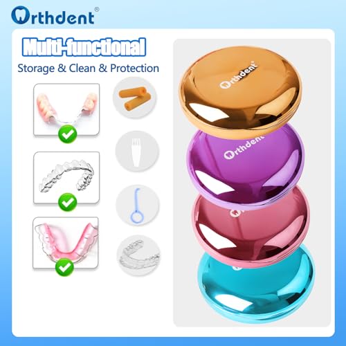 Solid Orthodontic Retainer Case Aligner and Retainer Case with Special Magnetic Closure 1 Pcs Retainer Case +1 Pcs Aligner Remover Hook +1Pcs Brush (Pink) - color: Pink