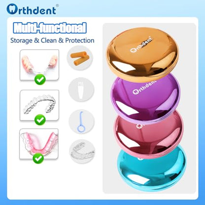 Solid Orthodontic Retainer Case Aligner and Retainer Case with Special Magnetic Closure 1 Pcs Retainer Case +1 Pcs Aligner Remover Hook +1Pcs Brush (Pink) - color: Pink