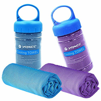YQXCC 2 Pack Cooling Towels (47"x12"), Ice Cool Towel for Neck & Face | Cooling Neck Wraps, Soft Breathable Microfiber Chilly Towel for Yoga, Golf, Gym, Running, Camping & Hot Weather - color: Light Blue/Purple