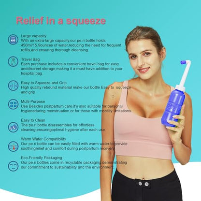 2PCS-Pack Portable Bidet 450ml Travel Bidets + Blue Backpacking Bidet,Peri Bottle for Postpartum and Perineal Care, Spray Bottle for Perineal Cleansing and Recovery - color: 450ml 1nozzle Bidet + Pocket Bidet