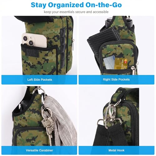 icolor Magnetic Gym Bag Water Bottle Carrier Holder with Phone Pockets & Shoulder Strap,Gym Magnetic Bag 5 Built-in Magnets Gym Accessories Organizer Sling Bottle Bag Pouch Sleeve - color: Camo