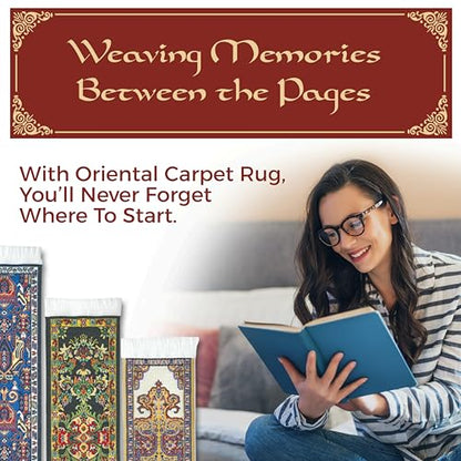 Oriental Carpet Bookmarks Kajara - Authentic Woven Carpet - Rug Bookmarks - Beautiful, Elegant, High Quality, Woven Cloth! Best Gifts for Men Women Adults Teens Teachers & Librarians!