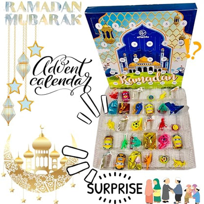 Ramadan Advent Countdown Calendar Eid Gift Surprise Calendar Box for Kids Count down for Boys 13"x13" [Age 4,5,6,7 yrs] (Boy Gift - Blue) - color: Boy Gift - Blue