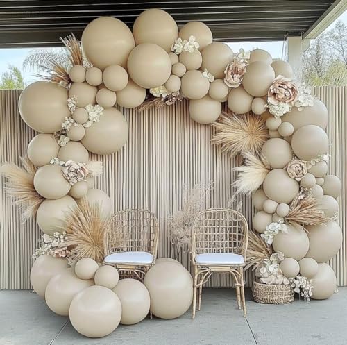 White Sand Balloon Double Stuffed Cream Off White Balloons Different Sizes Light Grey Latex Balloon Garland Pastel Balloons Arch Kit For Neutral Baby Shower Bridal Wedding Birthday Party Decor - color: White Sand