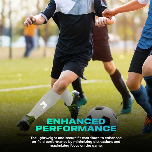 MediCaptain Mini Shin Guards Soccer – Built in Shin Pad Sleeves for Mens, Women, Teens - Small Shin Guards - Lightweight, Breathable Shin Defender Leg Protection - color: Gray, size: Maxi (5.5 x 2.8 in)
