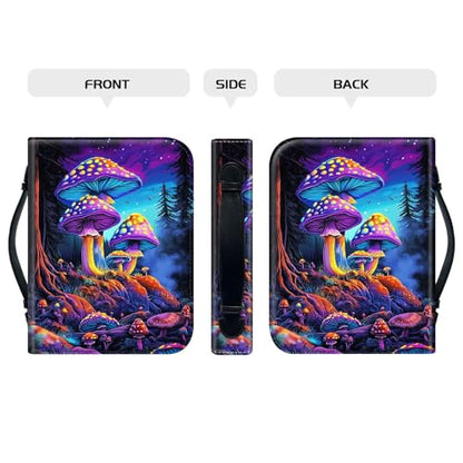 PU Leather Bible Cover with Handle & Pockets, Large Capacity Bible Case, Water-Resistant Scripture Organizer Bag with Bonus Card Holder, Christian Gift for Women & Men, Big Mushroom - color: Big Mushroom