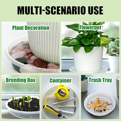 RooTrimmer 5 Pack Plant Saucer for Indoor Plants, 8 Inch Clear Plant Trays for Pots, Durable Plastic Flower Plant Pot Saucer, Heavy Duty Sturdy Plant Saucer Drip Trays for Pots - size: 8 inch
