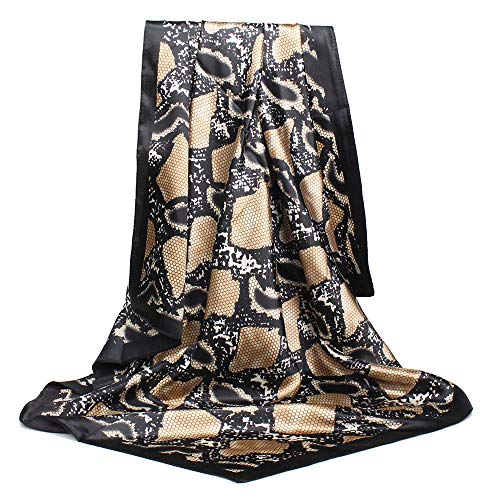 YOUR SMILE Silk Like Scarf Women's Fashion Pattern Large Square Satin Headscarf Headdress - color: 105