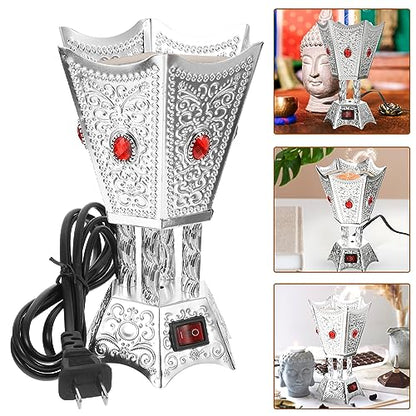 SEWACC Electric Incense Burner Metal Bakhoor Burner Middle Eastern Style Tabletop Electric Censer for Home Office Yoga Spa Decor