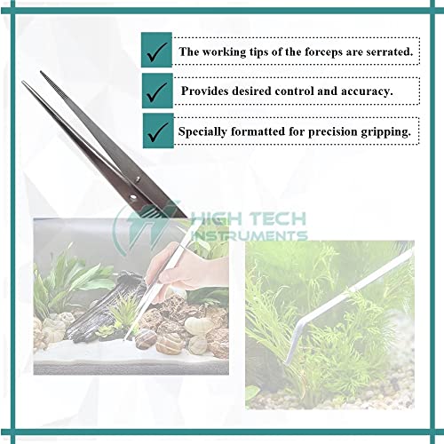 Reptile Feeding Tongs Straight Aquarium Tweezers Anti-Rust Thickened Stainless Steel Forceps, for Terrarium, Fish Tank, Snakes/Lizards/Gecko, Planting By HTI (6" Straight) - size: 6" Straight