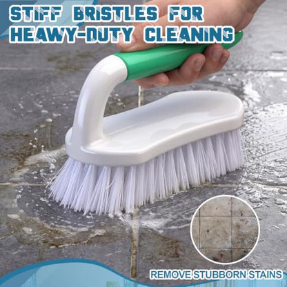 9 Pcs Cleaning Brush Set with Squeegee, Crevice Gap Brushes, Handheld Scrub Brush and Hard Bristle Detail Brushes Multi-purpose Household Cleaning Tools for Kitchen Bathroom Sink Grout Window
