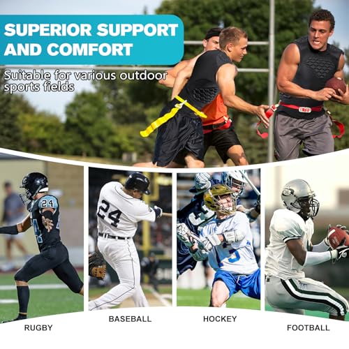 TUOY Adult Rib Chest Protector, New Version - Padded 5 Pads Baseball Football Lacrosse Rib Heart Sternum Guard - color: RY-Black, size: Small