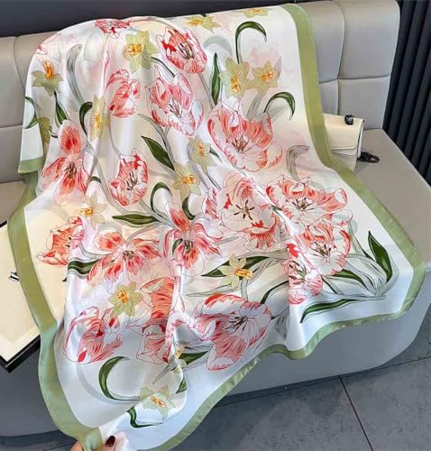 Xyueanlo Scarfs for Women Lightweight Scarves Fashion Print Floral Pattern Head Scarf Wraps Shawls - color: Light Green
