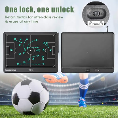 Electronic Soccer Coaching Board - 16 inch LCD Soccer Tactics Board | With Stylus Pen, Soccer Coach Gifts, Training Equipment - size: 9"W x 12"H