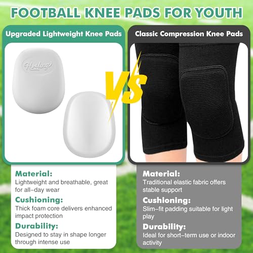 HooLing 8 Pcs Football Knee Pads for Youth, Skill Positions Sports Ultra Light Knee Sleeve for School Team Boys Girls Anti Collision Basketball Volleyball Soccer Cycling Wrestling Protector - size: Youth