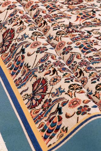 Gobelin Prayer Rug Floral Pattern 70x110cm Polyester Chenille Base with Tassels Islamic Art Home Decor Religious Gift - Coral, 28x43 inch