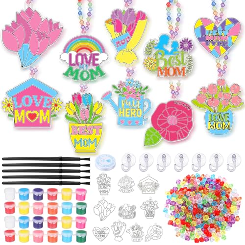 Beeveer 30 Sets Mother's Day Suncatchers Craft Kit DIY Window Art - style: Mothers Day