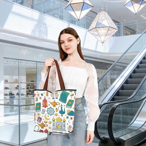 MEIKIUP Ramadan Tote Bag Islamic Gift Ramadan Mubarak Foldable Bag My Ramadan Worship Bag