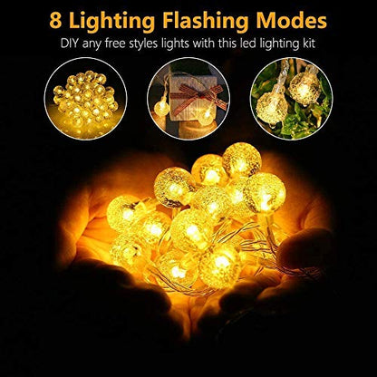 Battery Operated Globe String Lights,Water Proof 33 FT 80 LED Crystal Ball String Lights 8 Modes With Remote Control ,Indoor Outdoor LED Fairy Lights for Home, Christmas, Party Patio, Warm White - color: Warm White-1Pack 33FT
