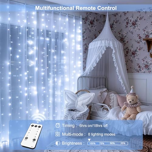 JMEXSUSS 900LED Curtain Lights, White Christmas Lights, 9.5x29.5ft - color: White, size: 900 LED