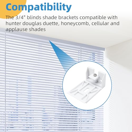 3/4" Blinds Shade Brackets Compatible with Hunter Douglas Duette, Blinds Mounting Clips Fit for Honeycomb, Cellular and Applause Shades, 3 Pack
